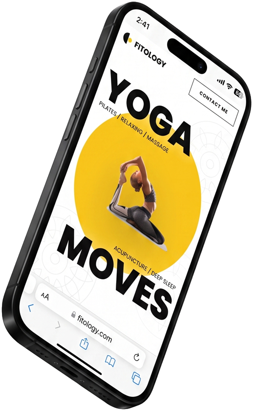 The YogiFit site open on a phone